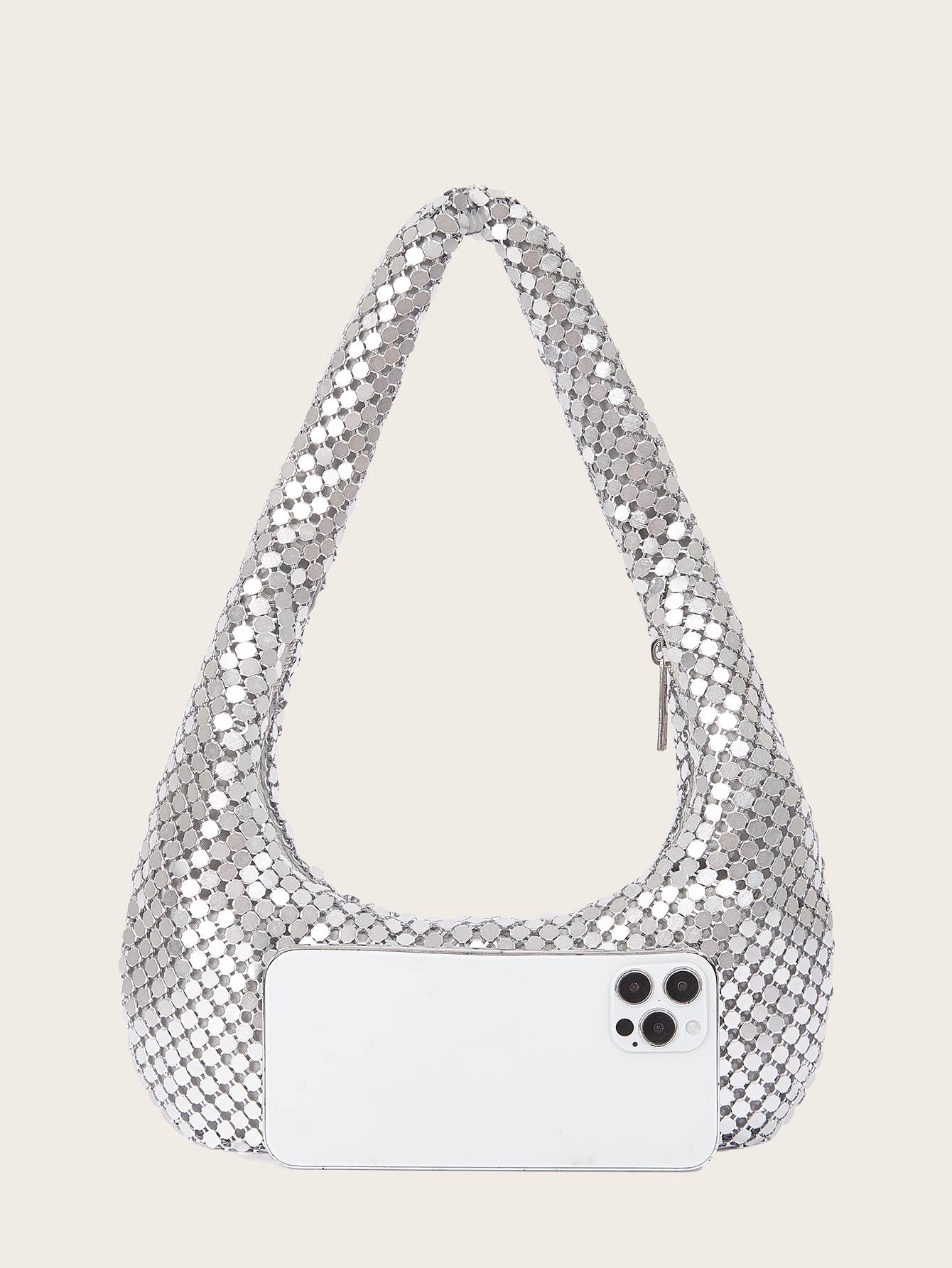 Super soft mesh handbag in Silver