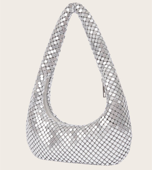 Super soft mesh handbag in Silver