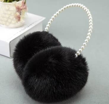 Earmuffs with pearls in Black